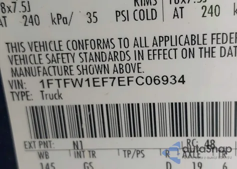 2014 Ford F-150 Xlt from USA, damaged, VIN 1FTFW1EF7EFC06934